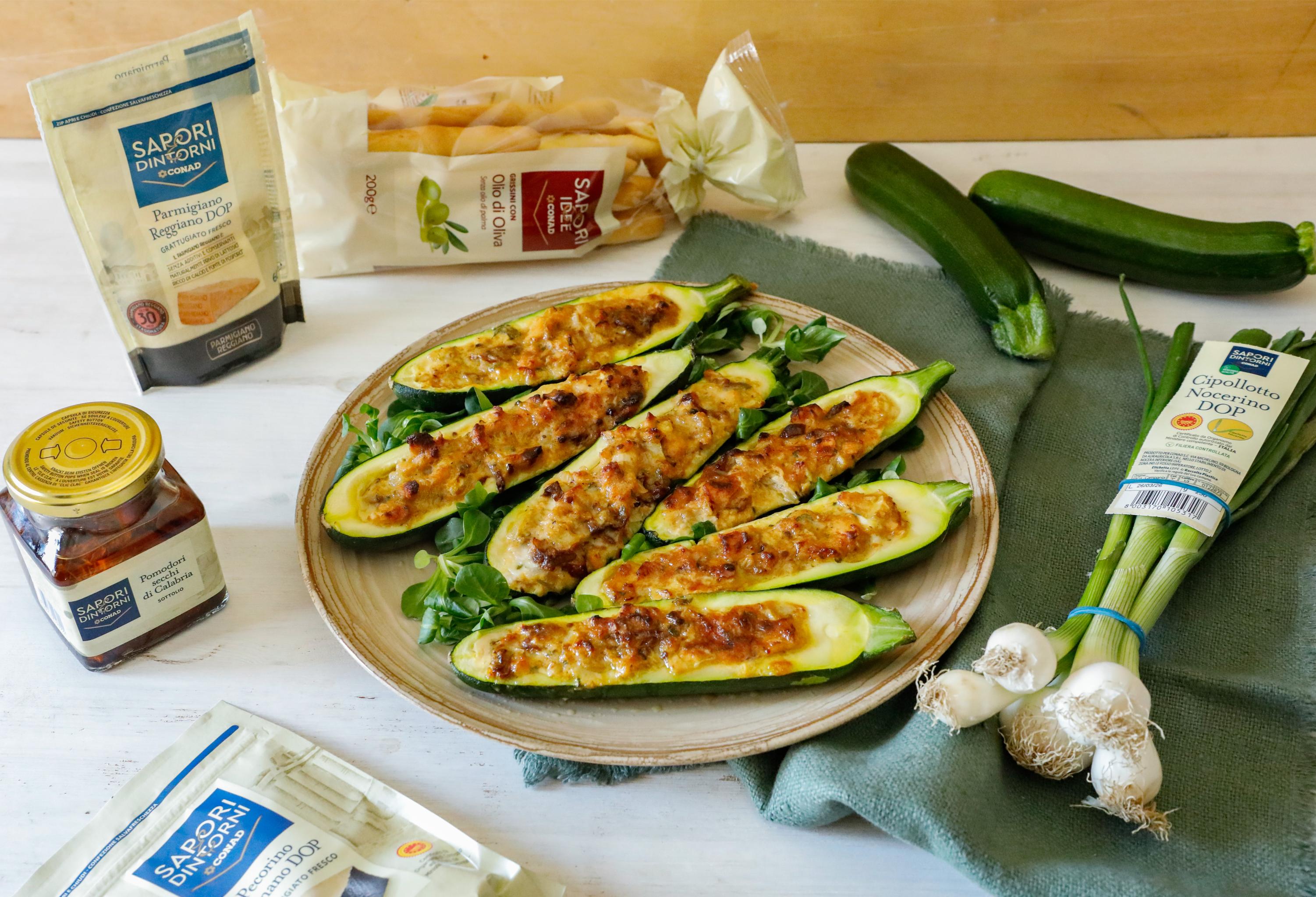 Zucchine ripiene vegetariane al forno