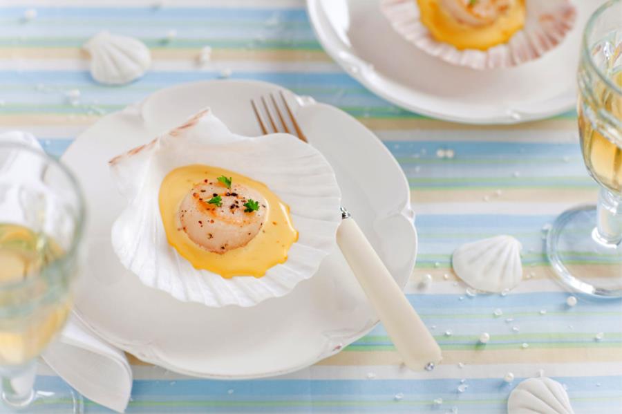 Capesante con salsa allo zafferano