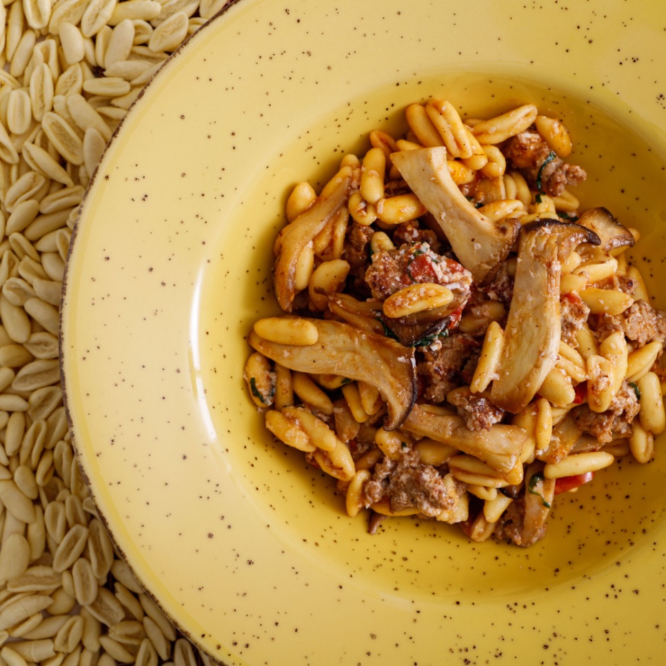 Cavatelli pugliesi con sugo di funghi cardoncelli e salsiccia