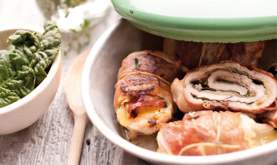 Involtini di tacchino con prosciutto crudo e fontina