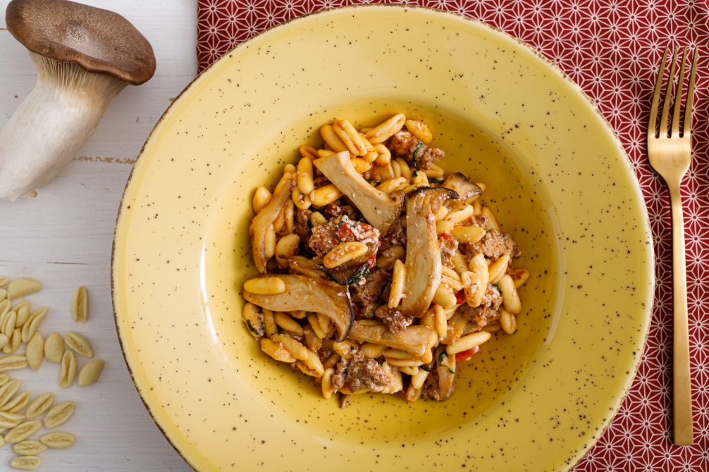 Cavatelli pugliesi con sugo di funghi cardoncelli e salsiccia Saporie